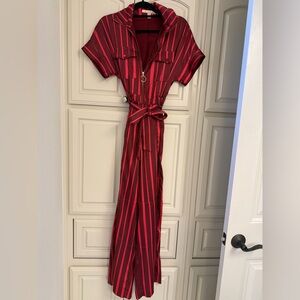 Elegant Red Striped Dress